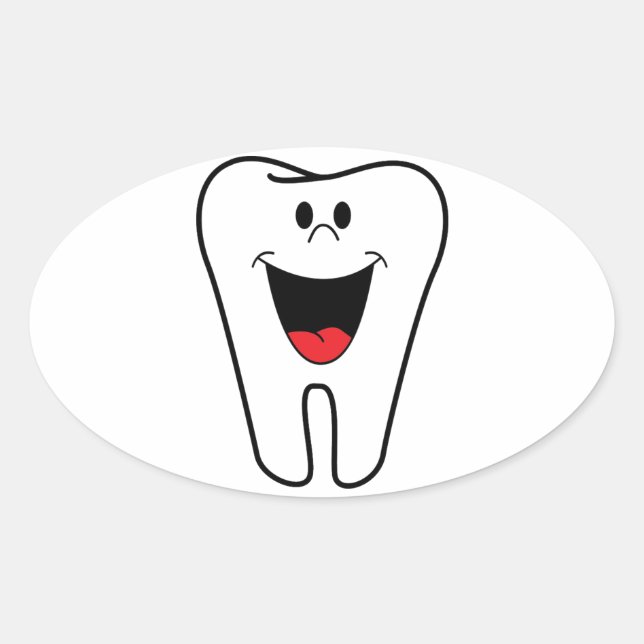 Sticker Ovale Happy teeth customizable for your Dental practice (Devant)