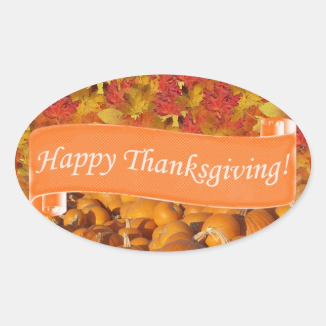 Sticker Ovale Happy Thanksgiving (Devant)
