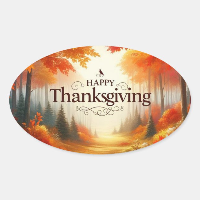 Sticker Ovale Happy Thanksgiving (Devant)