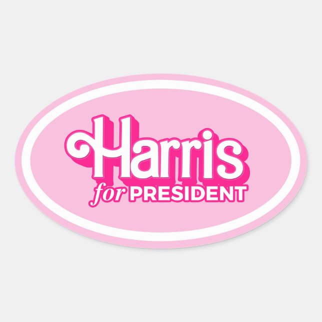 Sticker Ovale Harris pour le président Pink Style (Devant)