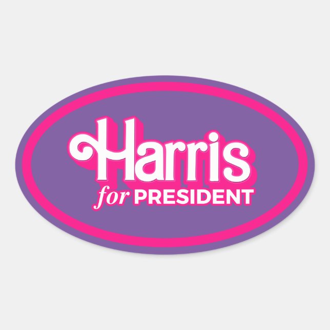 Sticker Ovale Harris pour le président Pink Style (Devant)