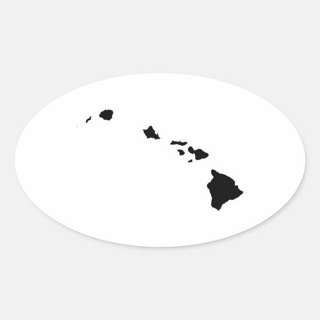 Sticker Ovale Hawaï en noir et blanc (Devant)