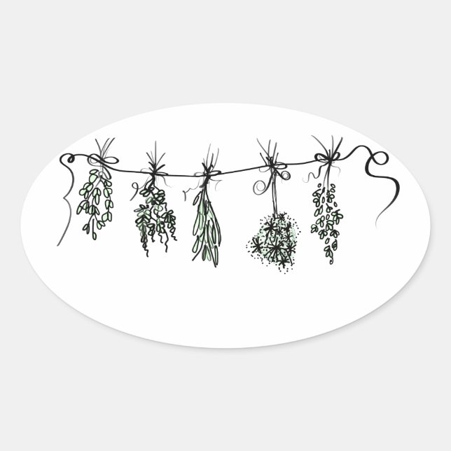Sticker Ovale Herbes du jardin (Devant)