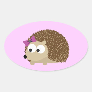 Sticker Ovale hérisson de fille mignonne