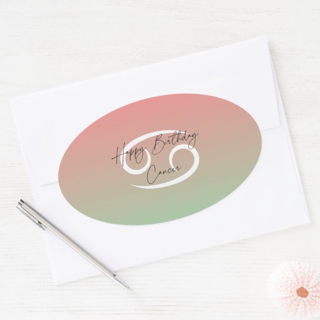 Sticker Ovale Heureux cancer d'anniversaire (Enveloppe)