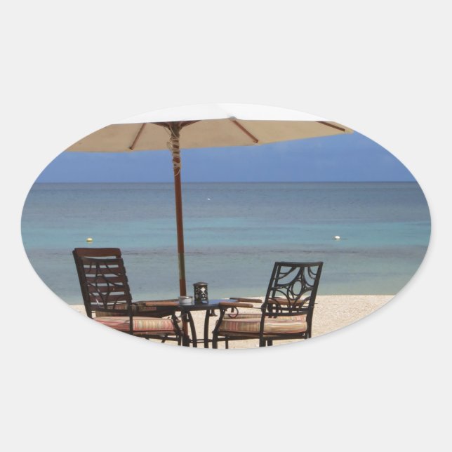 Sticker Ovale Heureux dehors (Devant)