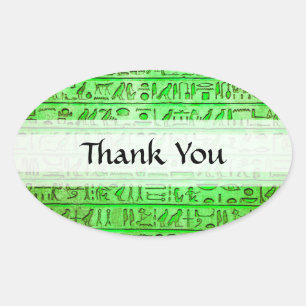 Sticker Ovale Hiéroglyphes égyptiens anciens Vert