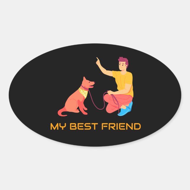 Sticker Ovale "High Five with Bestie" (Devant)