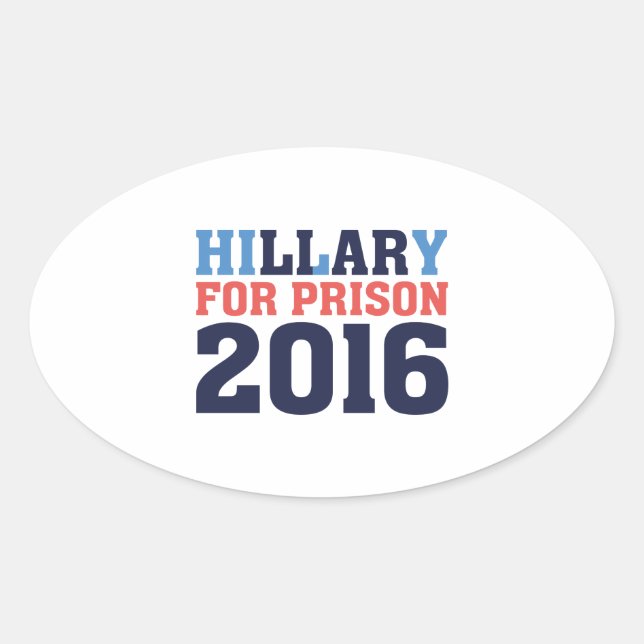 Sticker Ovale Hillary Pour Prison (Devant)