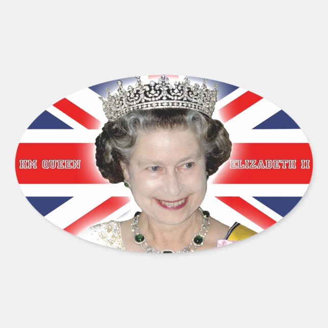 Sticker Ovale HM Queen Elizabeth II - Photo Pro (Devant)