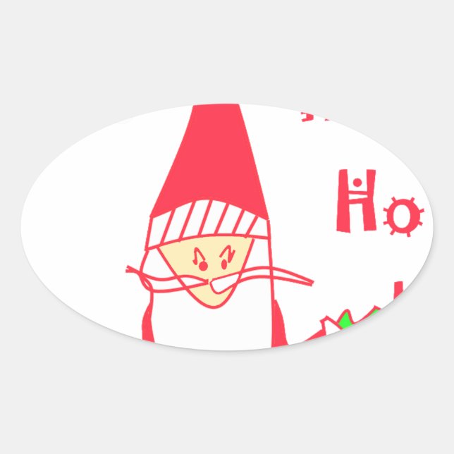 Sticker Ovale Ho Ho Ho Merry Christmas From Santa.png (Devant)