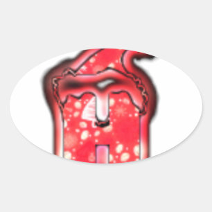 Sticker Ovale Ho Ho Ho ! Père Noël Casquette Joyeux Noël étoile.