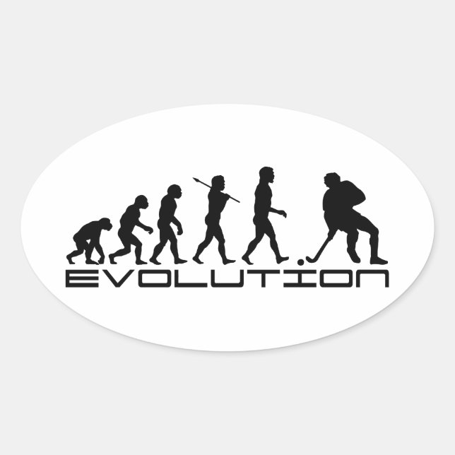 Sticker Ovale Hockey sur glace Hockey Sport Evolution Art (Devant)