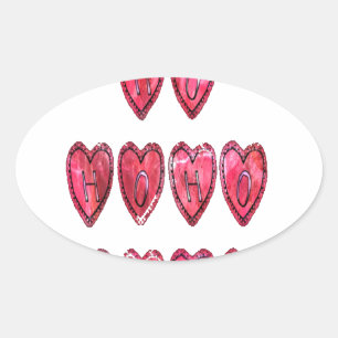 Sticker Ovale Hoho ! Père Noël coeur cool texte Noël amour desi