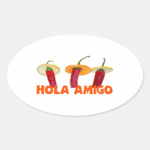 Sticker Ovale Hola amigo
