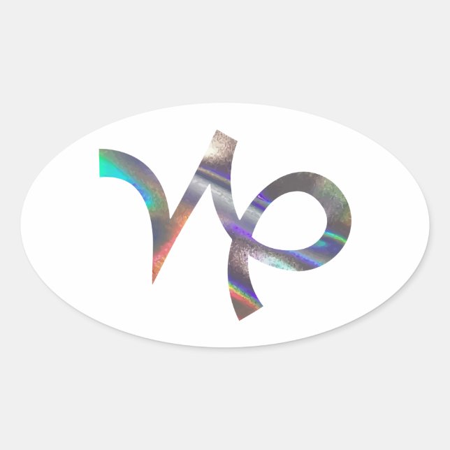 Sticker Ovale hologramme Capricorne (Devant)