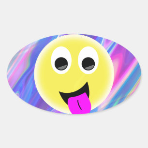 Sticker Ovale hologramme émoji