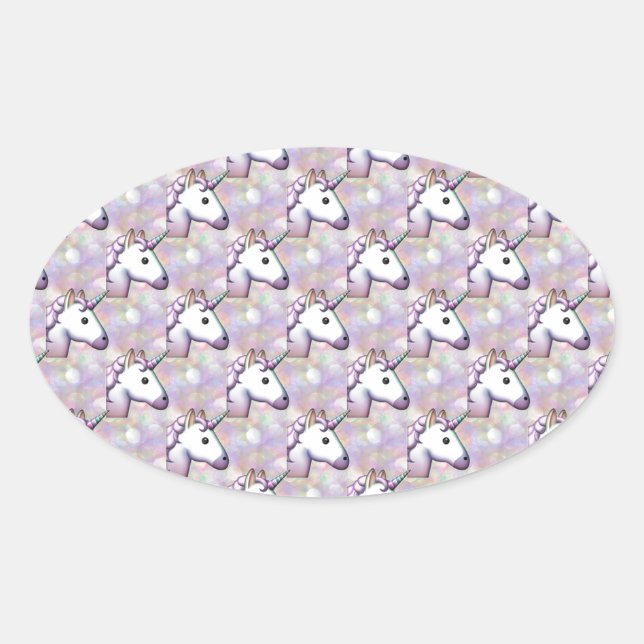 Sticker Ovale hologramme licorne émoji (Devant)