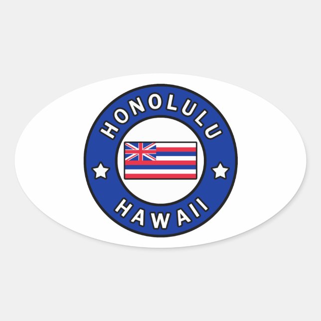 Sticker Ovale Honolulu Hawaii (Devant)