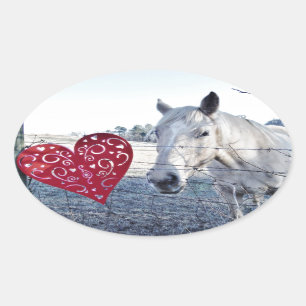 Sticker Ovale HORSE coeur Valentine