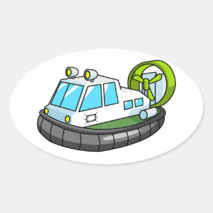 Sticker Ovale Hovercraft blanc, vert et noir