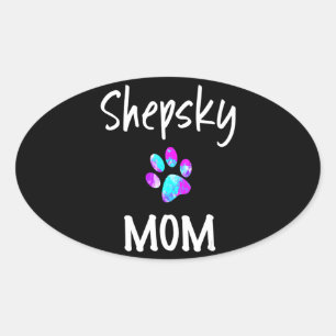 Sticker Ovale Husky   Shepsky Mom German Shepherd Husky Mix Chie