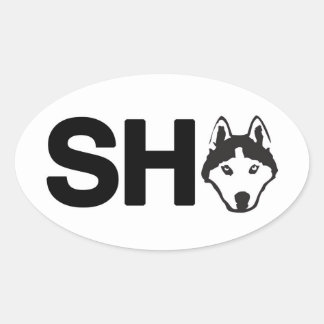 Sticker ovale Husky Sibérien
