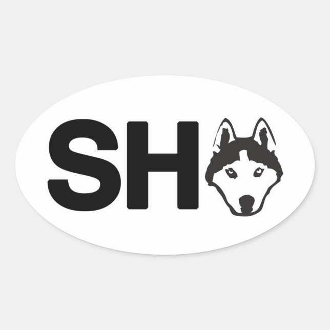 Sticker ovale Husky Sibérien (Devant)