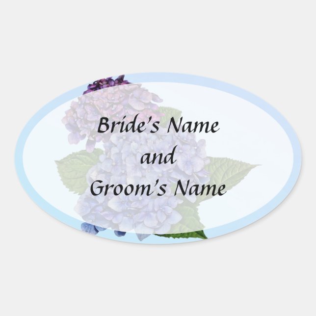 Sticker Ovale Hydrangea dans des Teintes de Violet Enregistrez l (Devant)