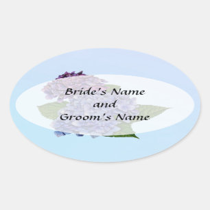 Sticker Ovale Hydrangea dans des Teintes de Violet Enregistrez l