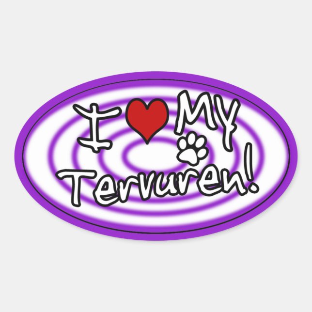 Sticker Ovale Hypno Purple I Love my Tervuren (Devant)