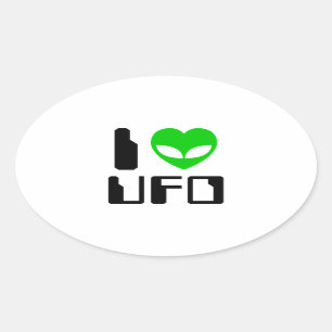 Sticker Ovale I Alien Heart UFO