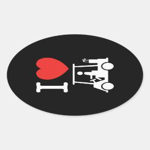 Sticker Ovale I chariot de golf de coeur (amour)