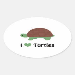 Sticker Ovale I Coeur Tortues mignonnes Tortue cartonnée