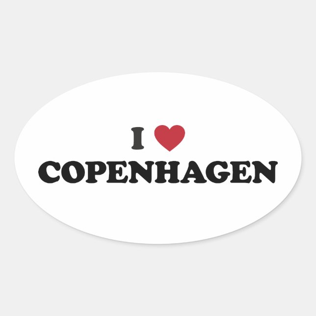 Sticker Ovale I Heart Copenhagen Danemark (Devant)