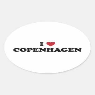Sticker Ovale I Heart Copenhagen Danemark