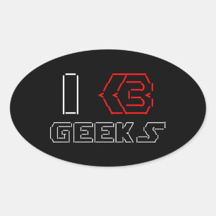 Sticker Ovale I Heart Geek ASCII ART