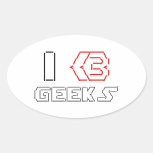 Sticker Ovale I Heart Geek ASCII ART