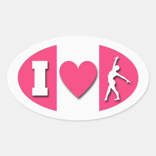 Sticker Ovale I Heart Gymnastique (Devant)