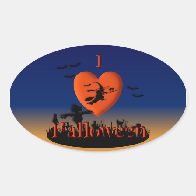 Sticker Ovale I Heart Halloween - New Twist (Devant)