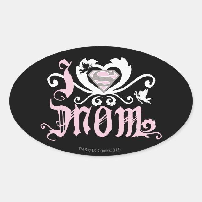 Sticker Ovale I Heart Maman Rose (Devant)