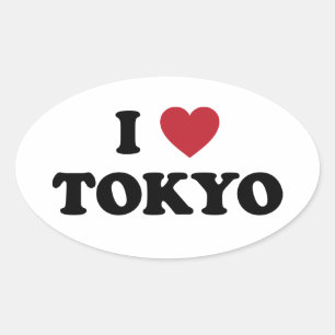 Sticker Ovale I Heart Tokyo Japon