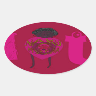 Sticker Ovale I Heart You Nakupenda Sana Heureuse Sainte-Valenti