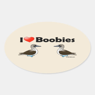Sticker Ovale I Love Blue-footed Boobies
