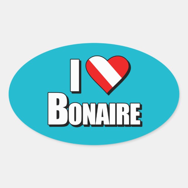 Sticker Ovale I Love bonaire (Devant)