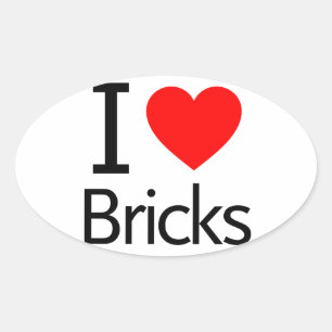 Sticker Ovale I Love Bricks
