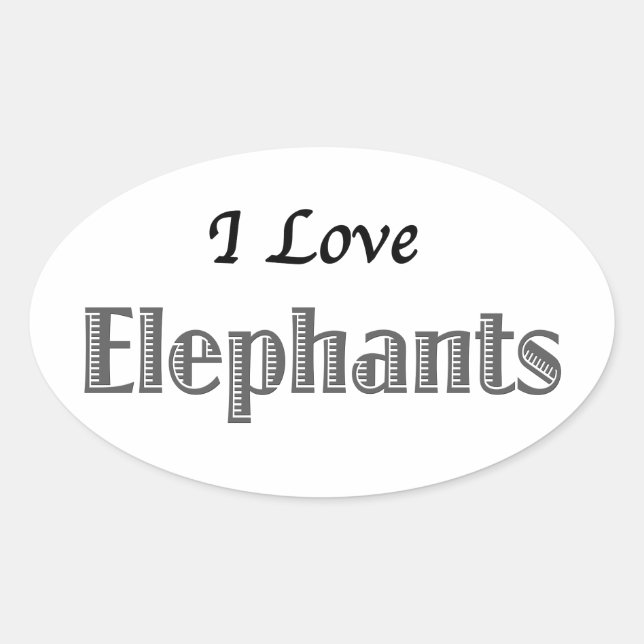 Sticker Ovale I Love Elephants (Devant)