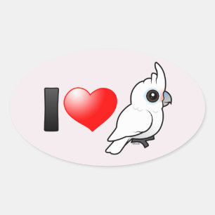 Sticker Ovale I Love Goffin's Cockatoos