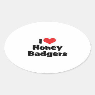 Sticker Ovale I Love Heart Honey Badgers