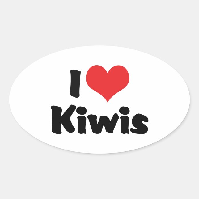 Sticker Ovale I Love Heart Kiwis - Kiwi Bird Lover (Devant)